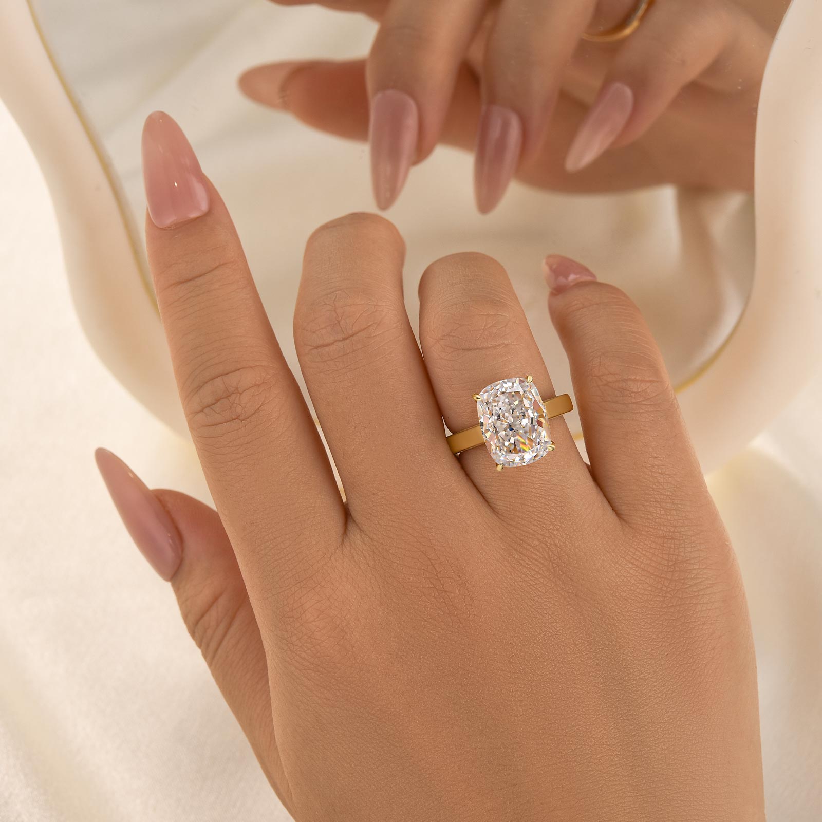 Classic 8.0Ct Cushion Cut Solitaire Engagement Ring Travel Ring In Sterling Silver