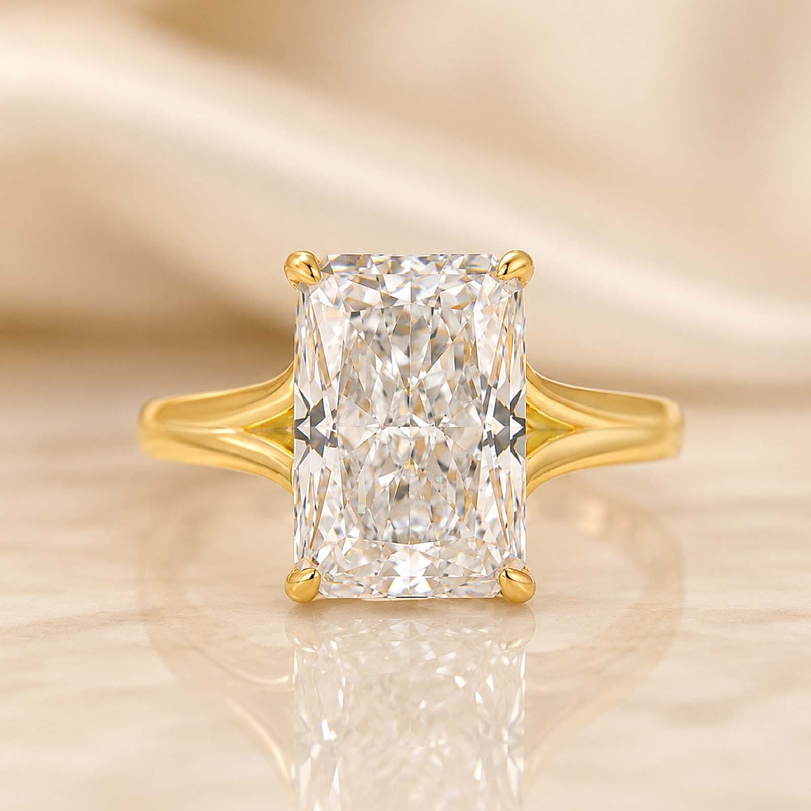 S925 5.0Ct Radiant Cut Hidden HaloSplit Shank Engagement Ring in Sterling Silver For Women