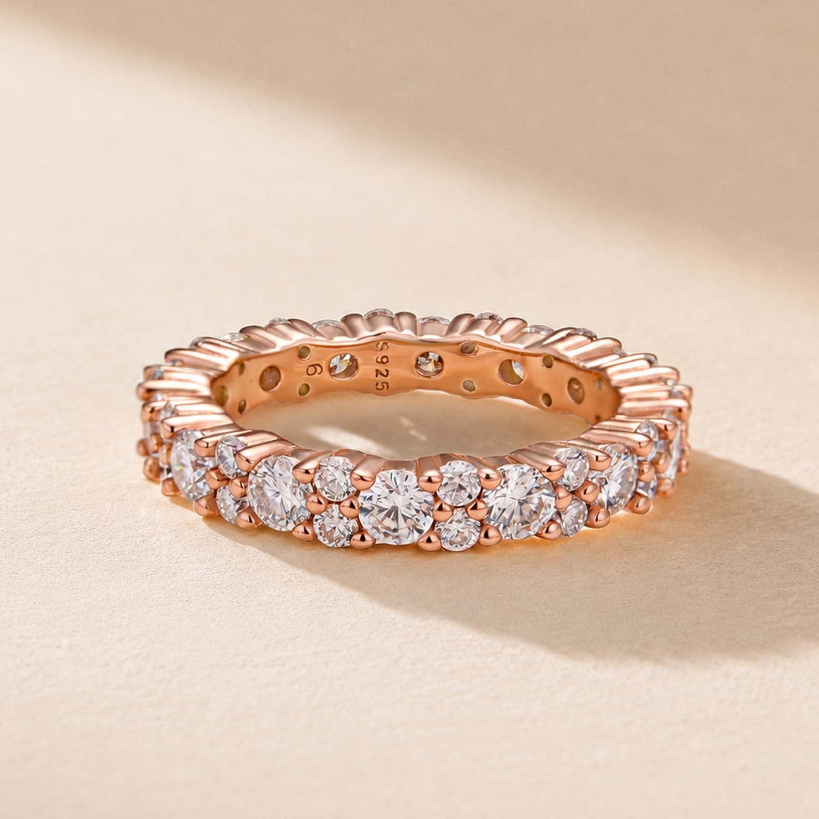 S925 Moissanite 2.5 Ct Round Cut Full Wedding Band Stackable Everyday Wearable Ring for Women