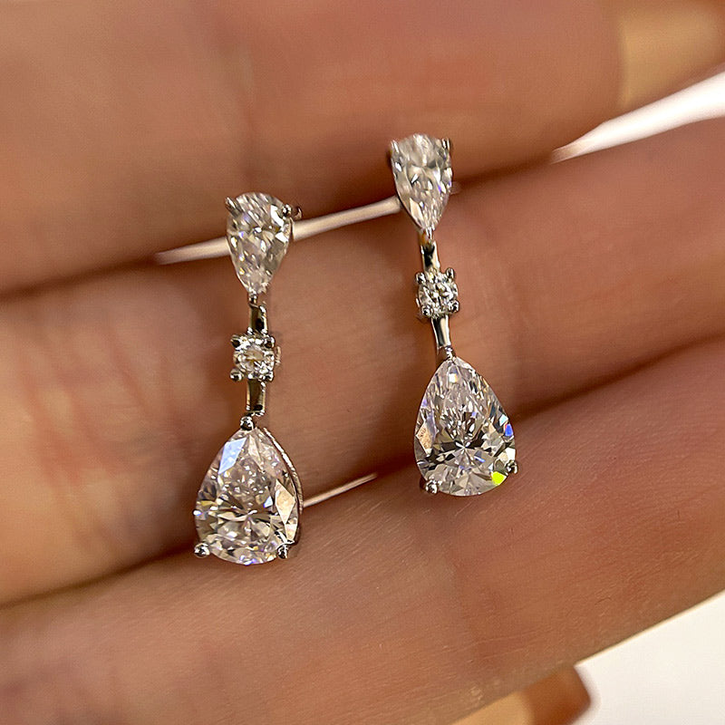 Louily Elegant Pear Cut Women's Earrings In Sterling Silver - louilyjewelry