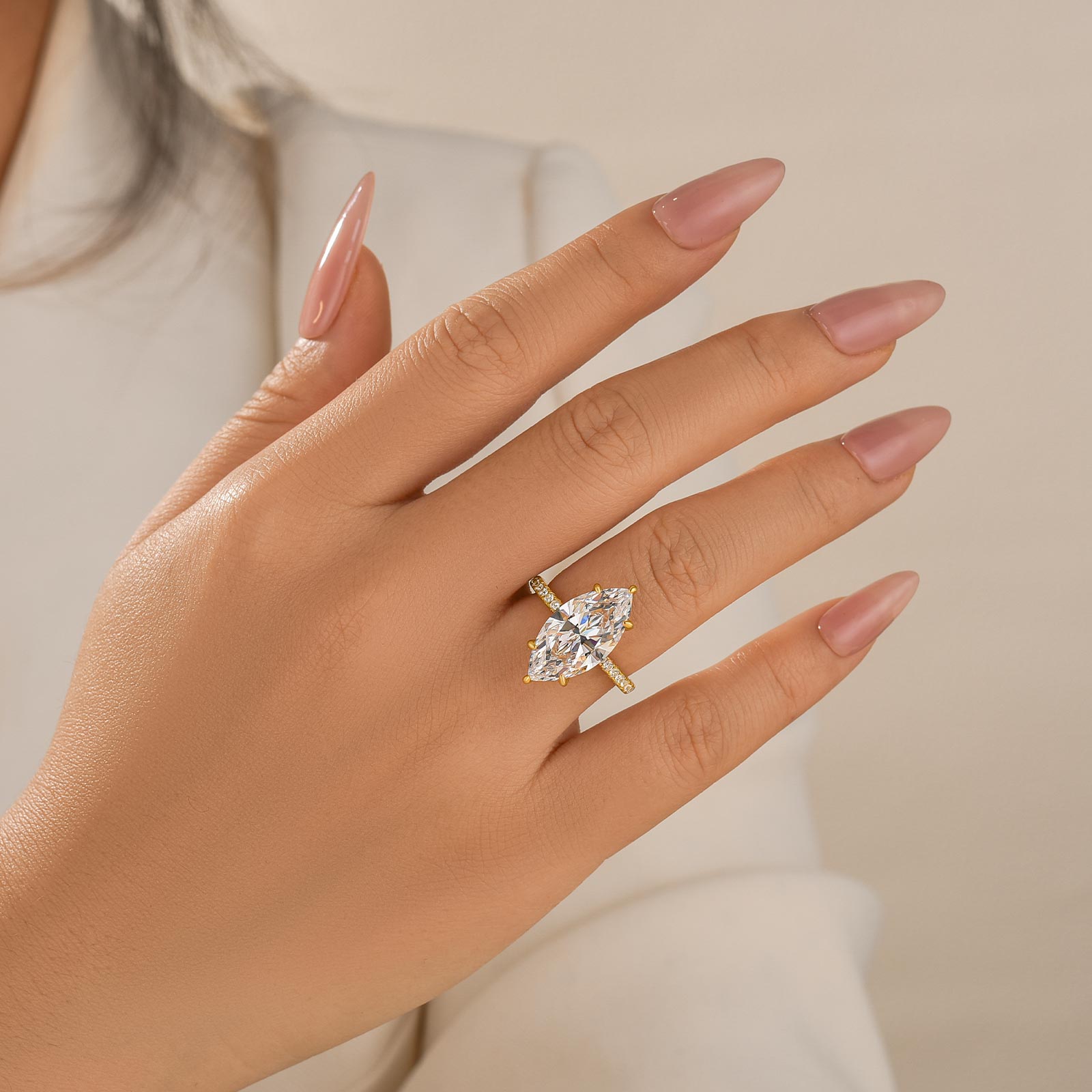 6.0Ct Marquise Cut Engagement Ring Travel Ring For Her In Sterling Silver