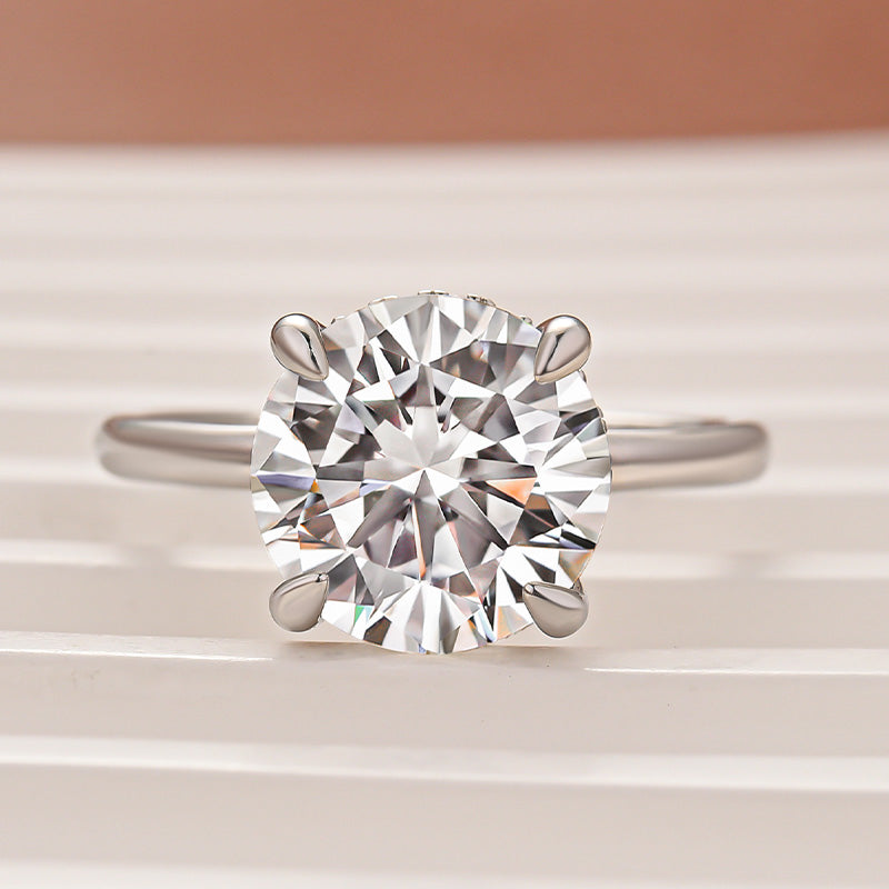 Louily Moissanite 2.0~4.0 Carat Round Cut Promise Ring