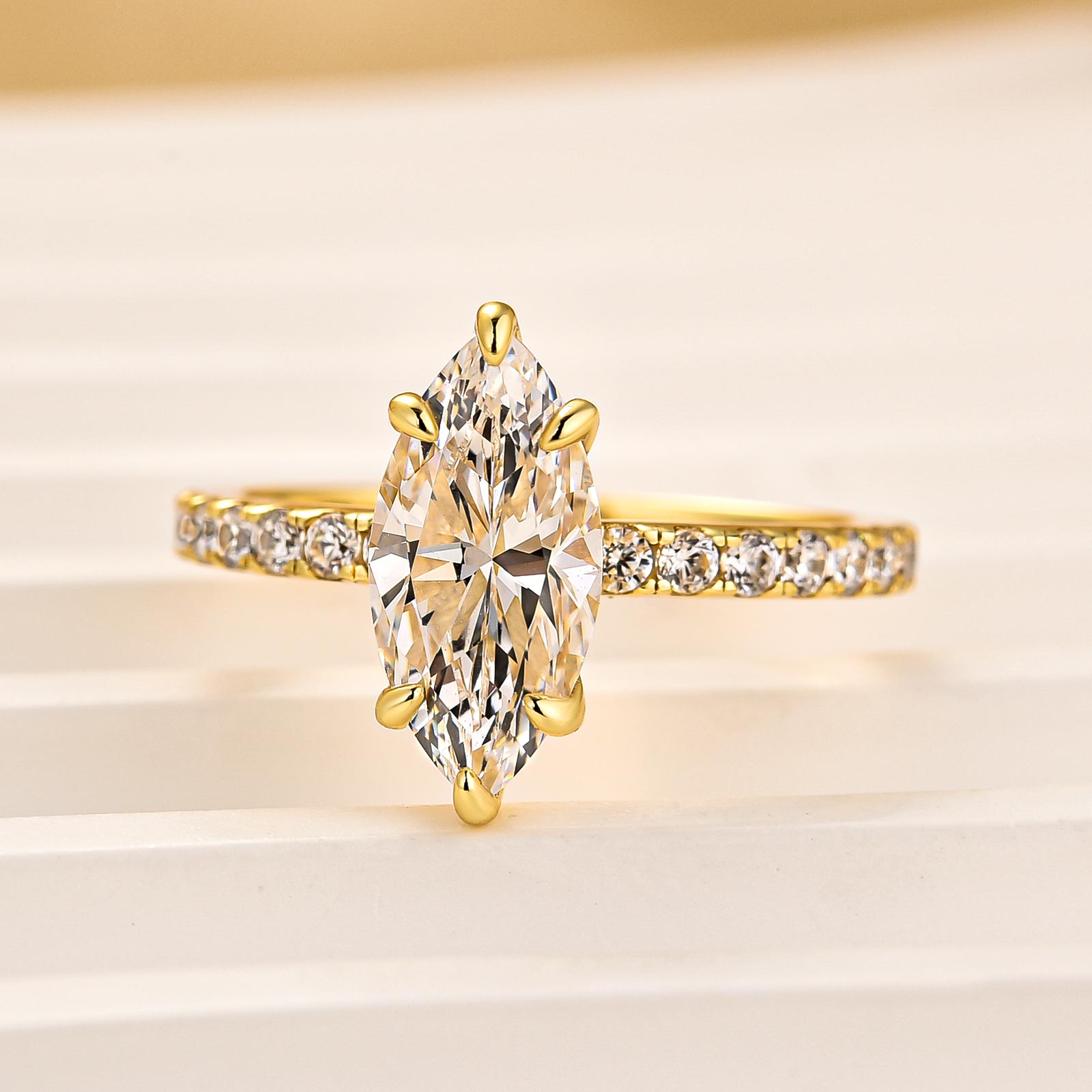 Elegant 2.0Ct Marquise Cut White Gold Engagement Ring