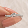 S925 Round Cut White Gold Curved Wedding Band For Woman - louilyjewelry