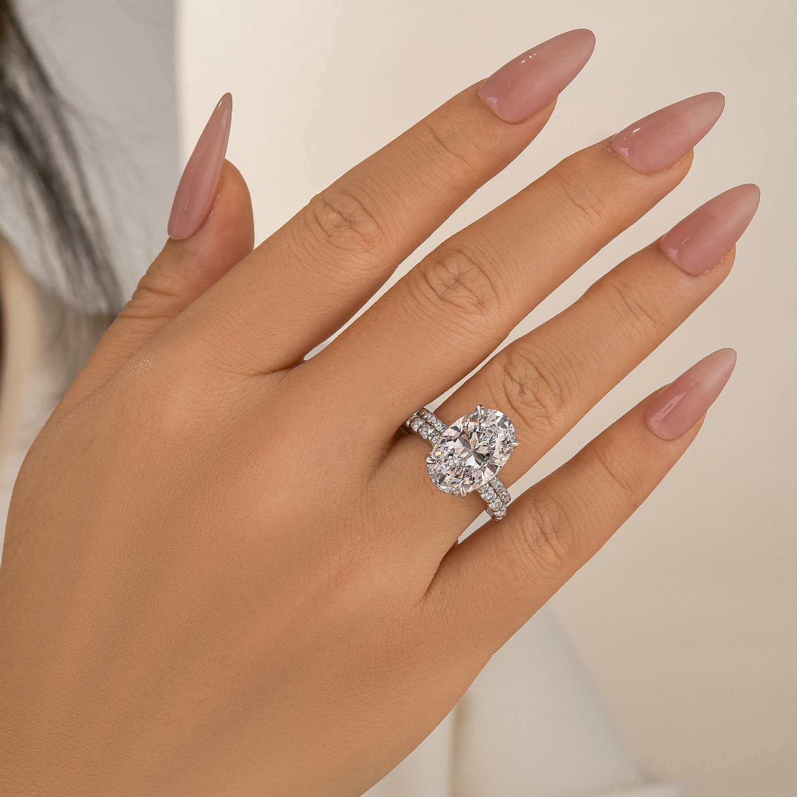 6.0Ct Oval Cut Engagement Ring With Classic Open Wedding Band