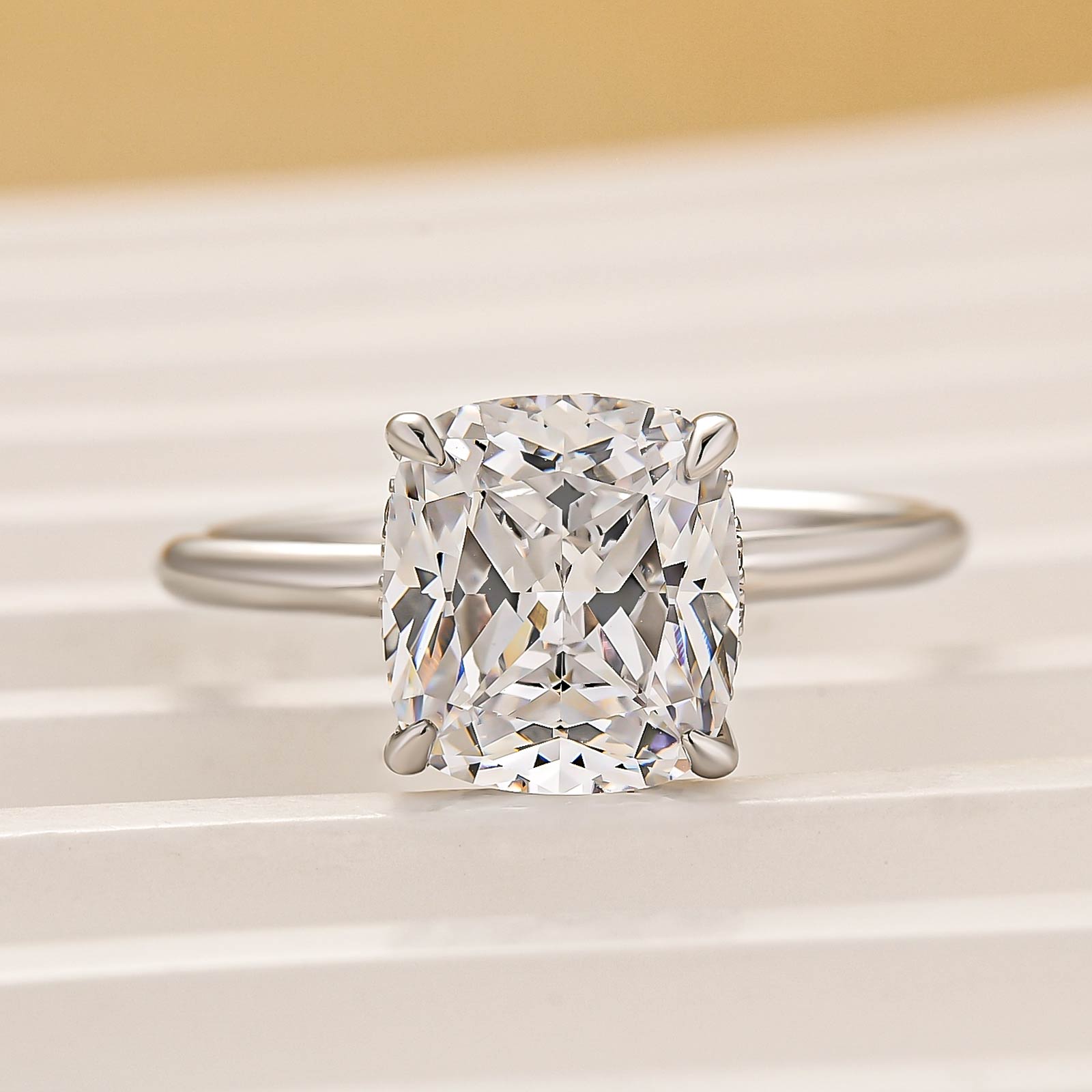 Louily Elegant 3.0 Carat Cushion Cut Engagement Ring for Women In Sterling Silver