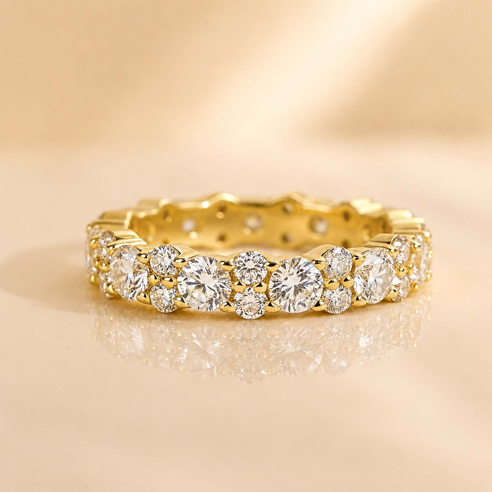 S925 Moissanite 2.5 Ct Round Cut Full Wedding Band Stackable Everyday Wearable Ring for Women
