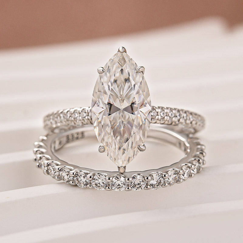 Louily Moissanite 3.0Ct Marquise Cut Wedding Ring Set For Women