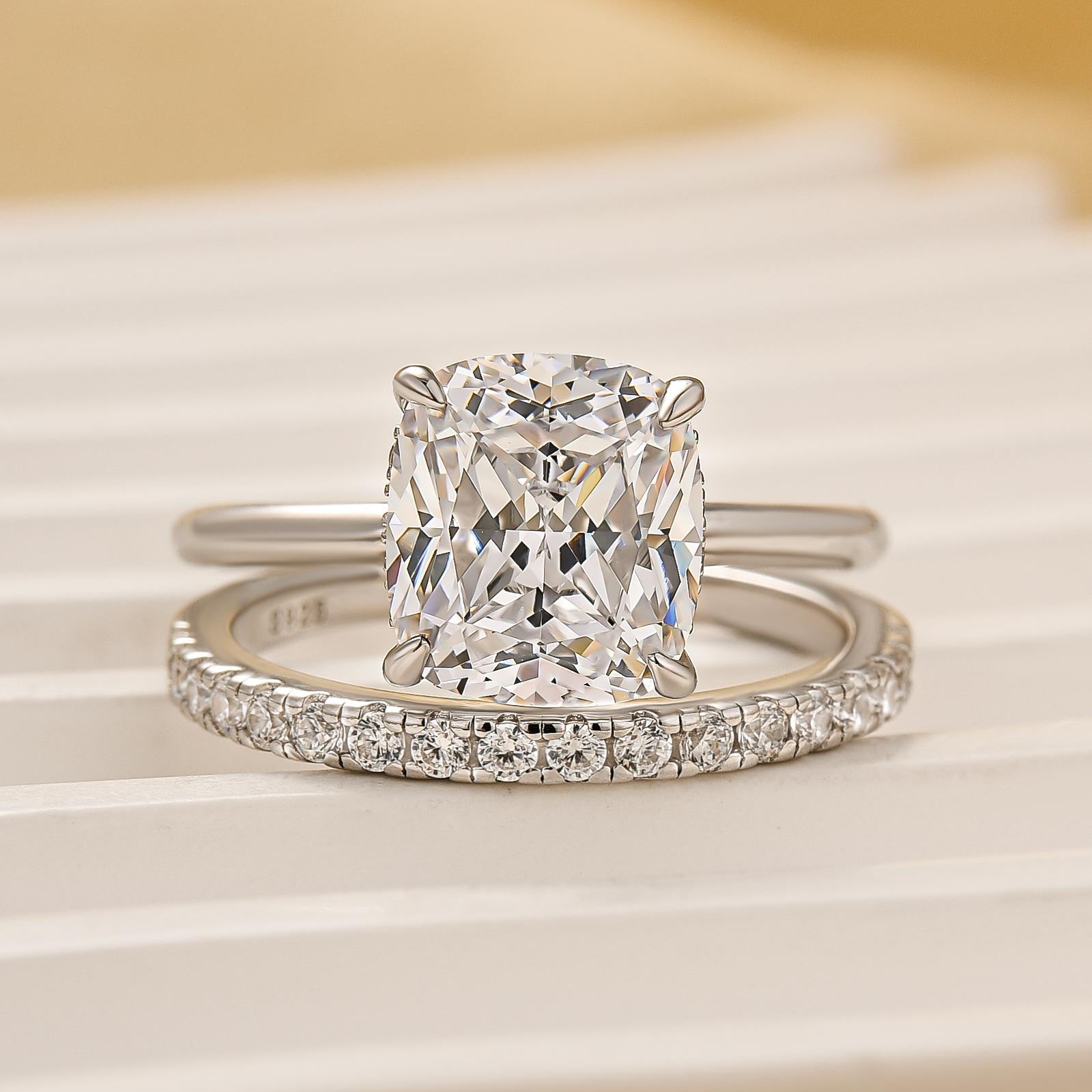 Louily Classic 3.0 Carat Cushion Cut Bridal Set In Sterling Silver