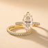 Yellow gold moissanite  marquise cut wedding ring set in soft light