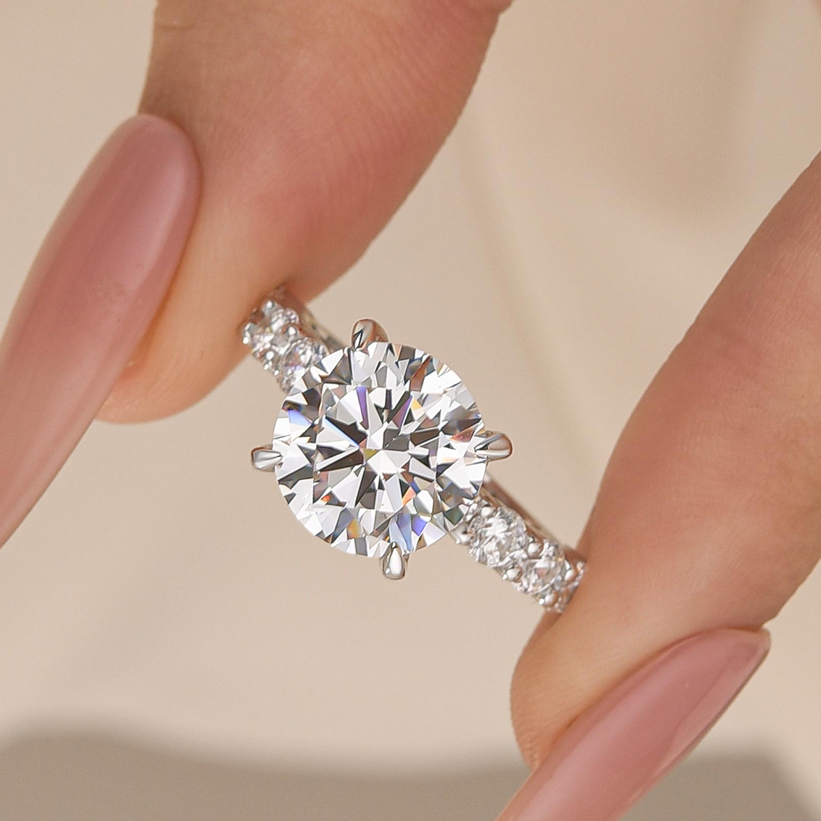 Louily Elegant Round Cut Engagement Ring For Women In Sterling Silver - louilyjewelry