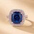 6.0Ct blue cushion cut double halo engagement ring