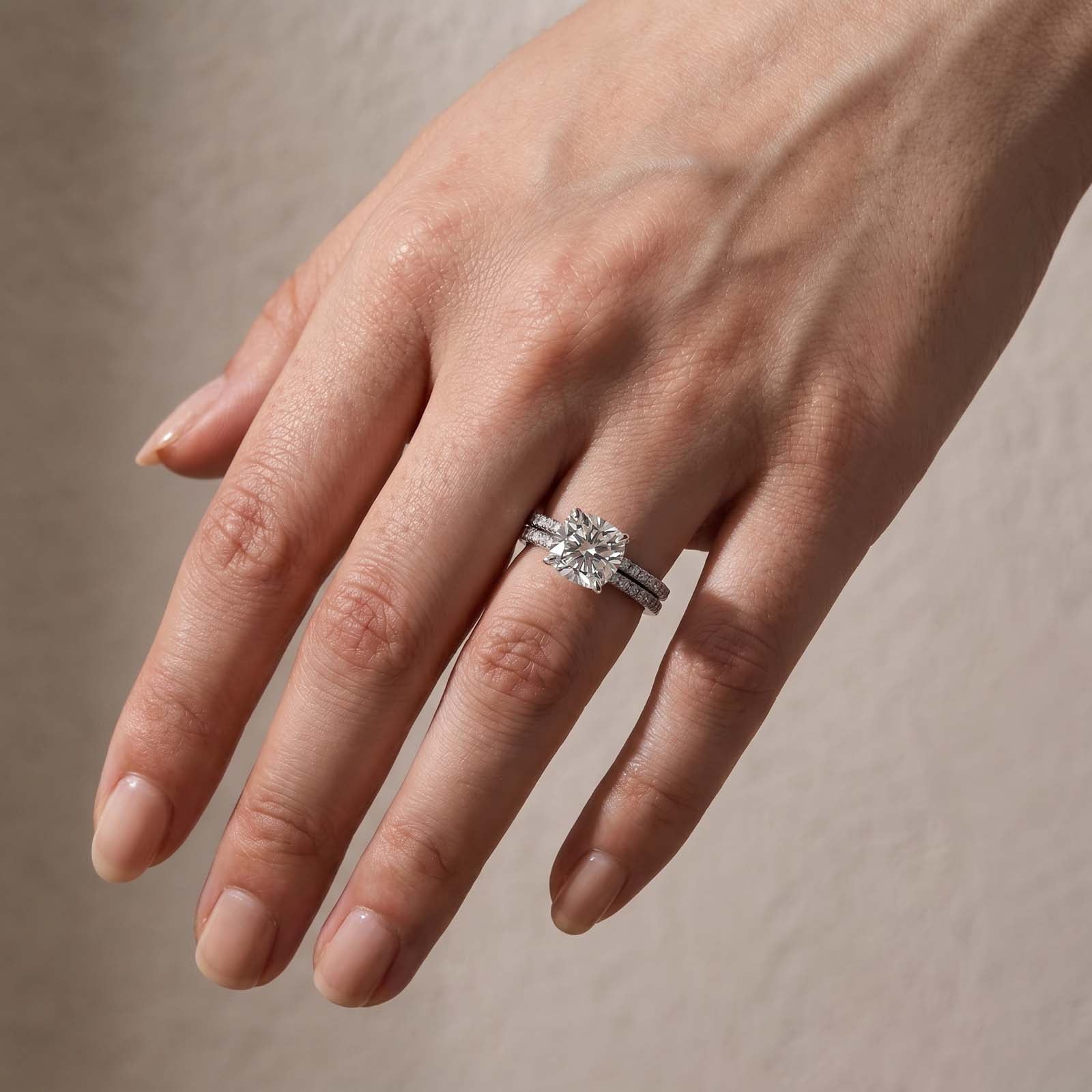 S925 Moissanite 2.5Ct Cushion Cut White Gold Bridal Wedding Ring Set