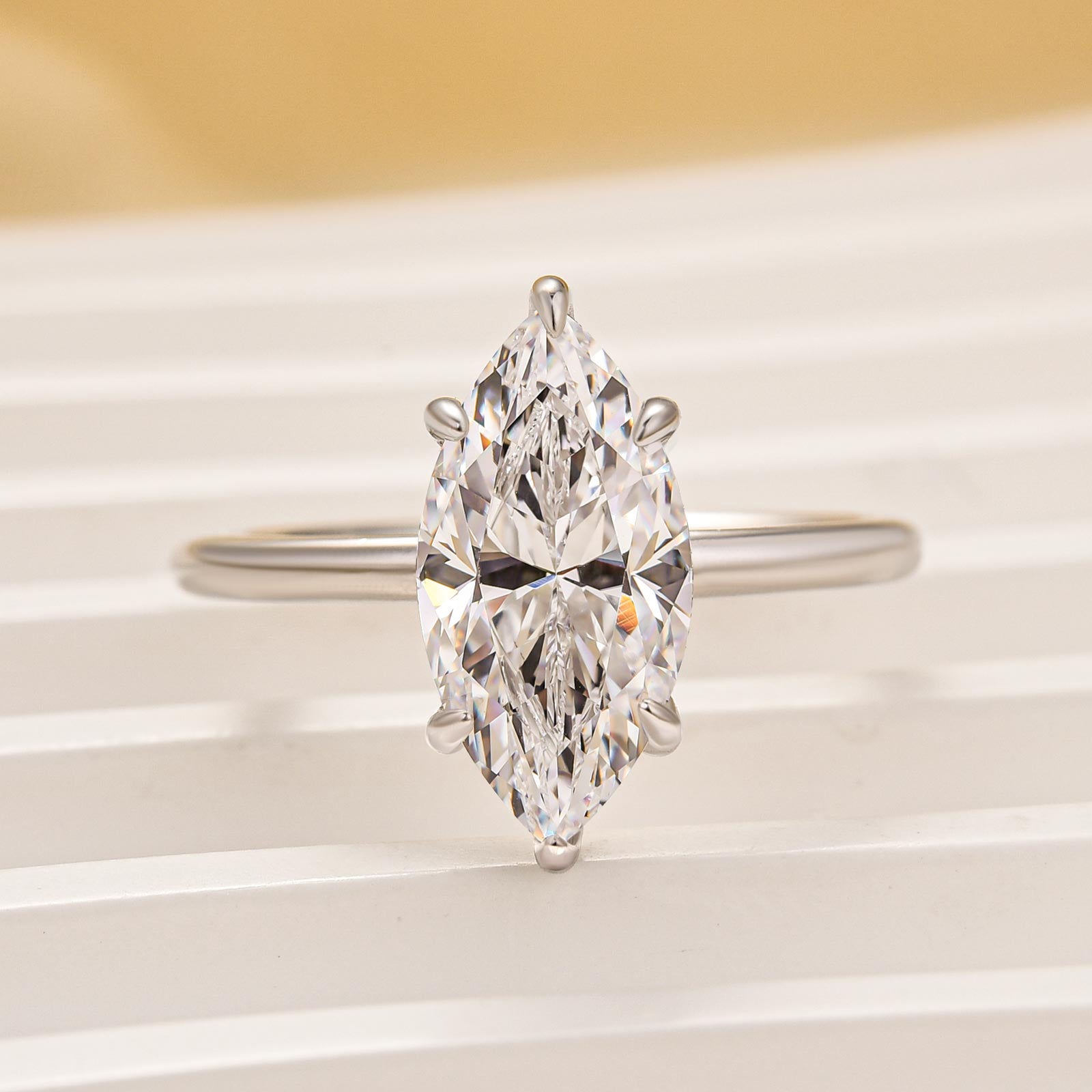 Classic 3.0~4.0Ct Marquise Cut Hidden Halo Engagement Ring Travel Ring - louilyjewelry