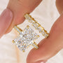 S925 7.0Ct Radiant Cut Engagement Ring with Radiant Cut Wedding Band - louilyjewelry