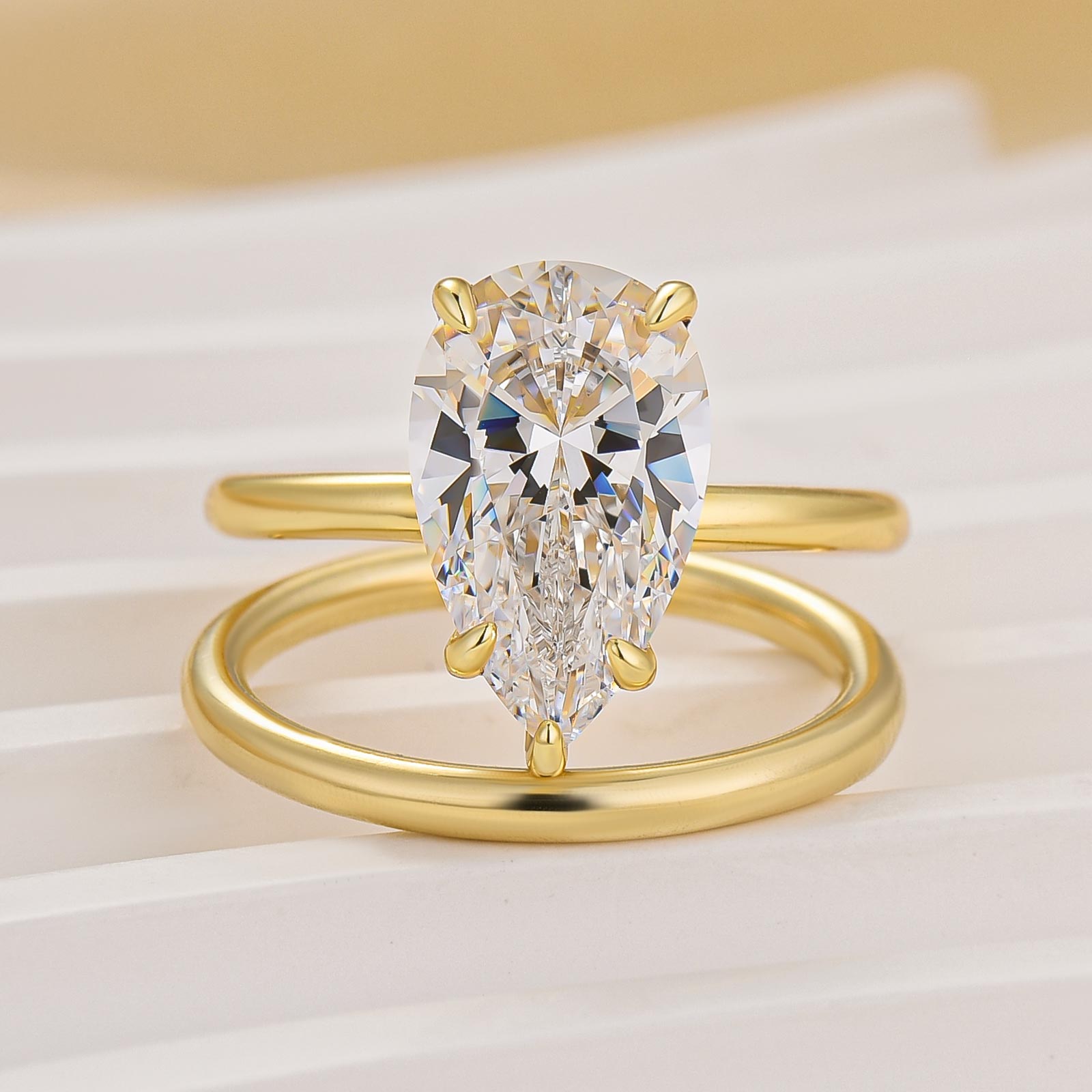 S925 2PC 40Ct Solitaire Pear Cut Wedding Set For Women - louilyjewelry