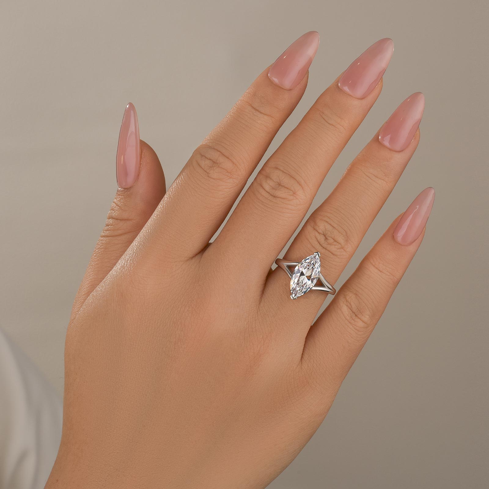 3.0Ct Marquise Cut Split Shank Engagement Ring Travel Ring In Sterling Silver