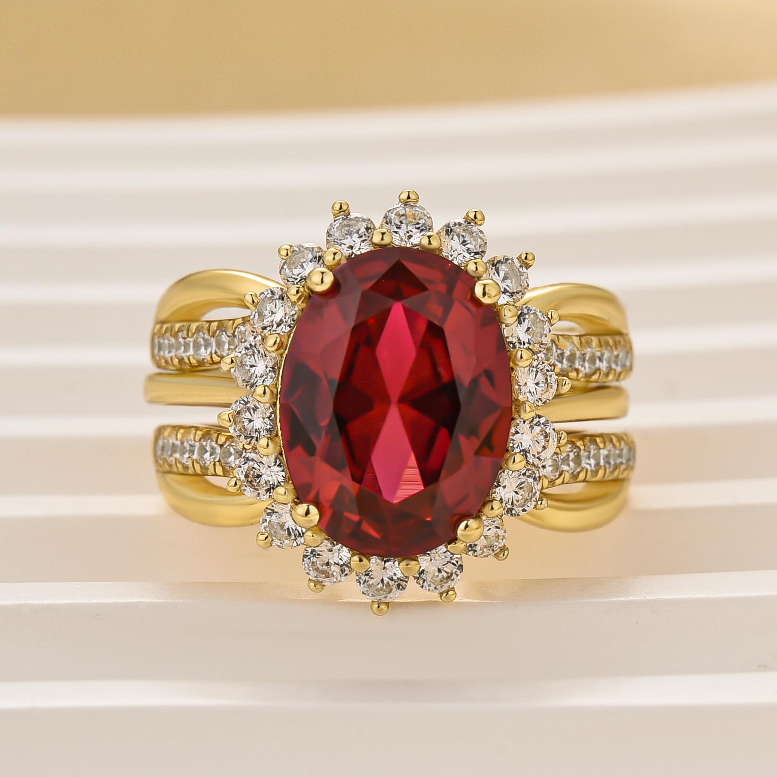 2PC Halo 4.5Ct Oval Cut Wedding Ring Set Engagement Ring With Jacket Wedding Band