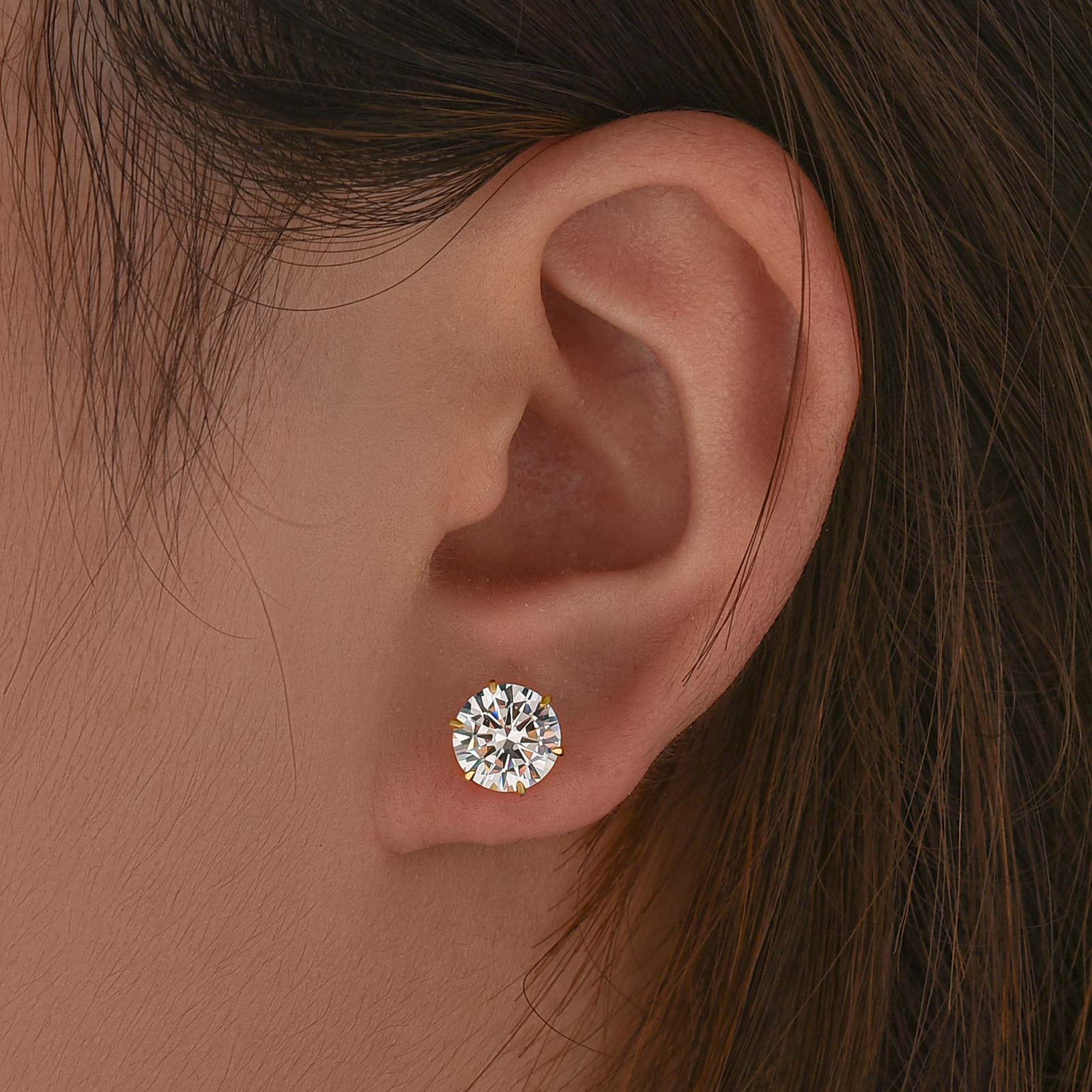 Classic 2.0Ct Round Cut 6 Prong Stud Earrings In Sterling Silver