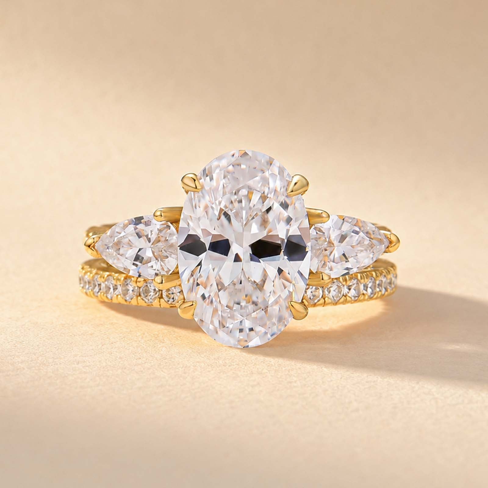 S925 Unique 4.0Ct Oval Cut Insert Wedding Ring Set For Women In Sterling Silver