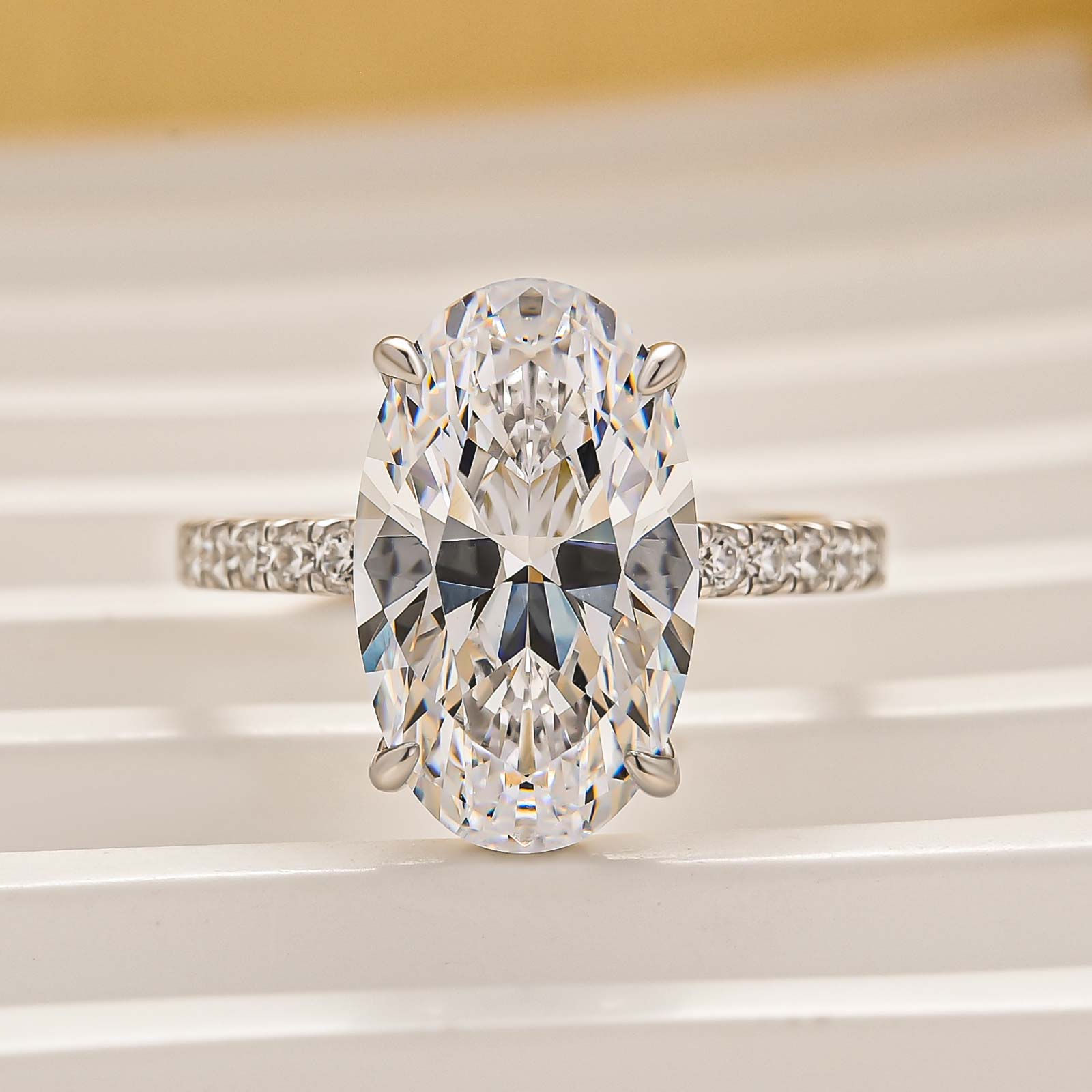 5.0Ct Oval Cut Hidden Halo Engagement Ring In Sterling Silver - louilyjewelry