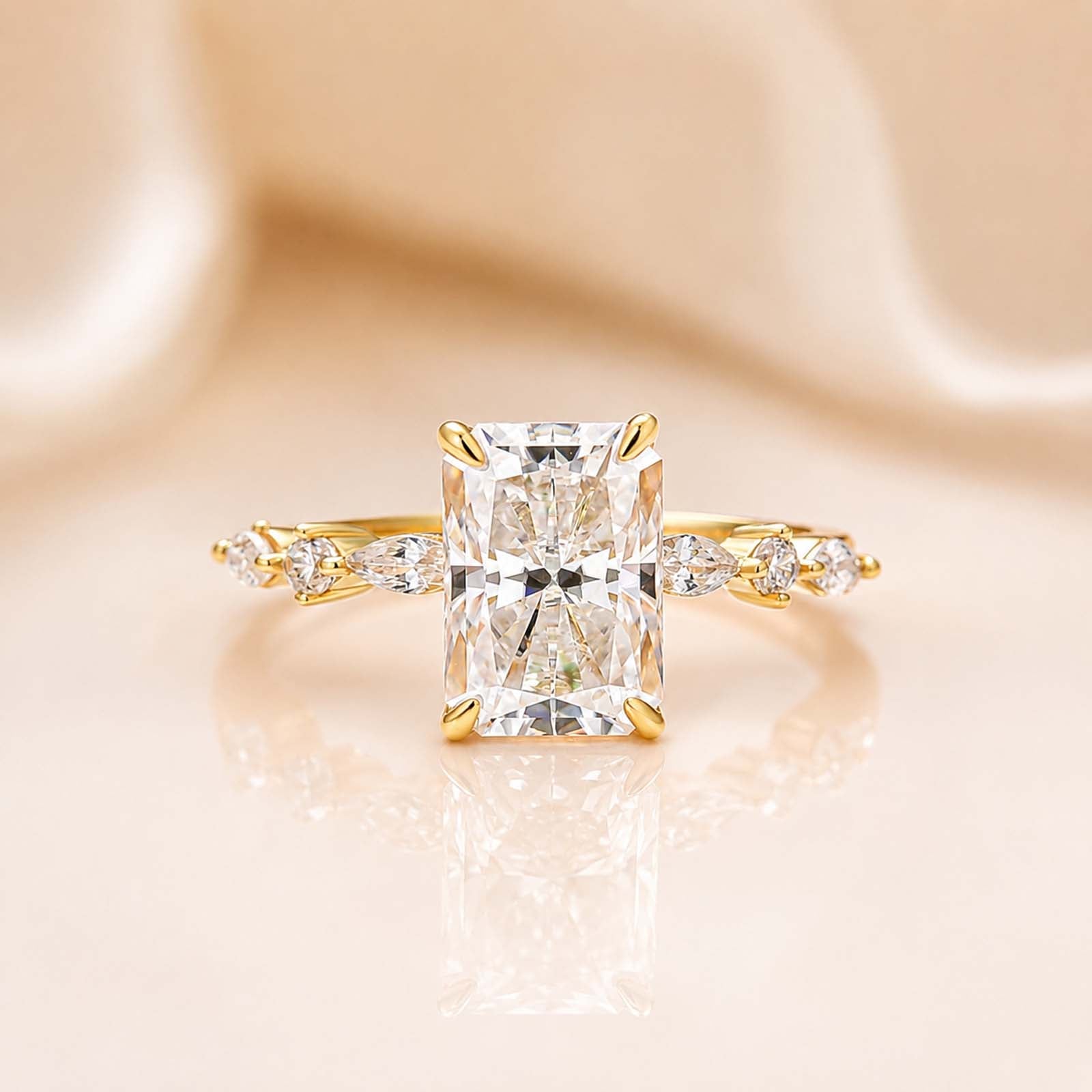 S925 Sparkle 3.5Ct Radiant Cut Engagement Ring For Women In Sterling Silver