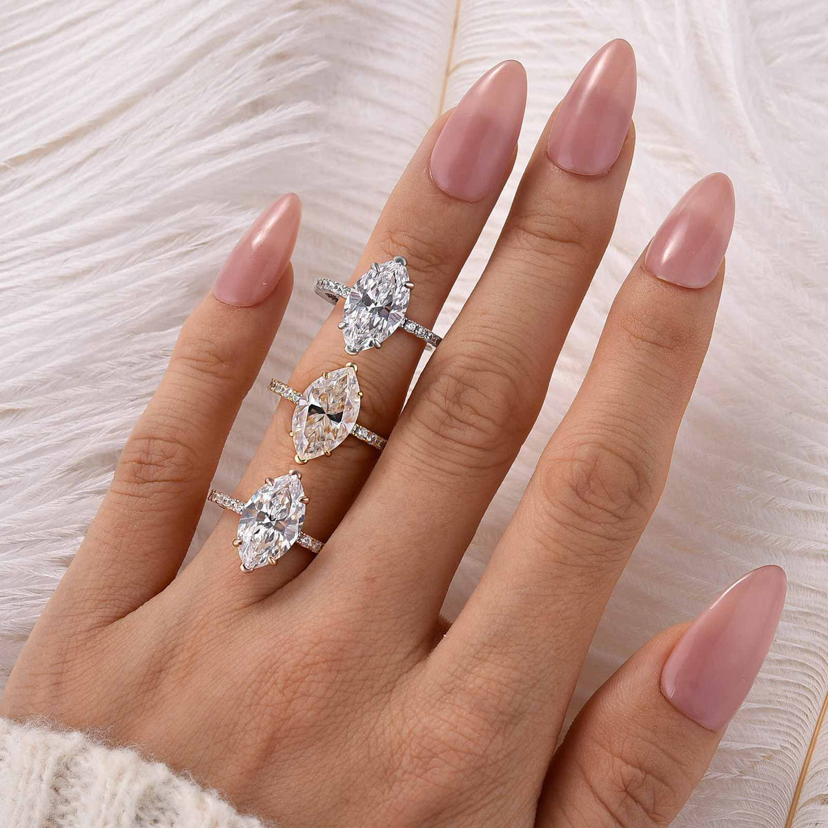 4.0Ct Marquise Cut Half Eternity Engagement Ring In Sterling Silver