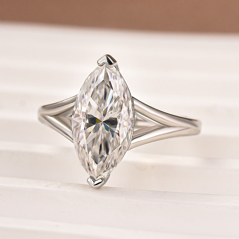 3.0Ct Marquise Cut Split Shank Engagement Ring Travel Ring In Sterling Silver