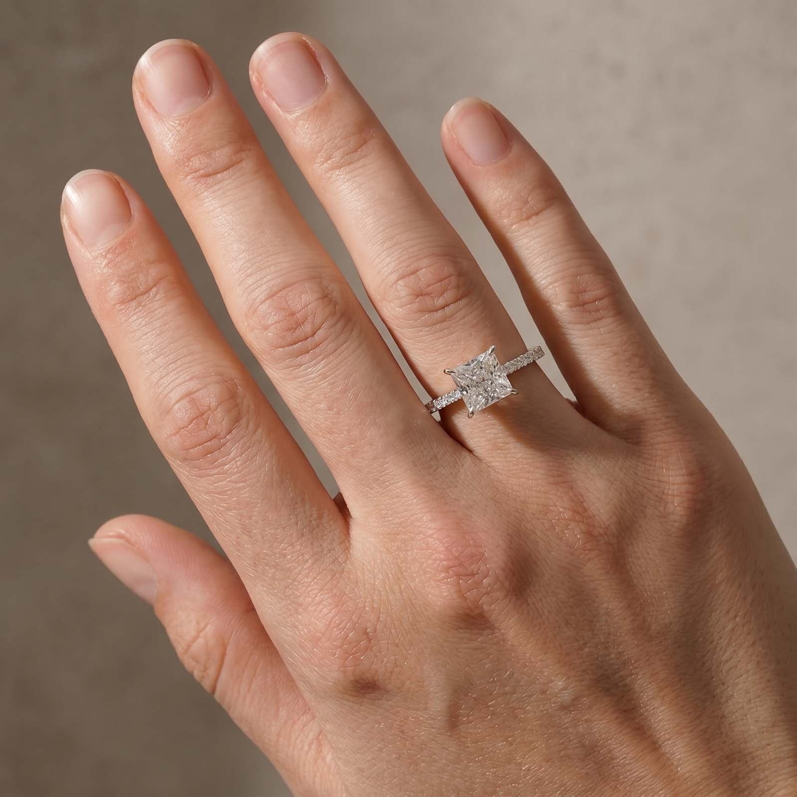 S925 2 Ct Princess Cut Sparkle Square Engagement Ring For Women Everyday Wear In Sterling Silver