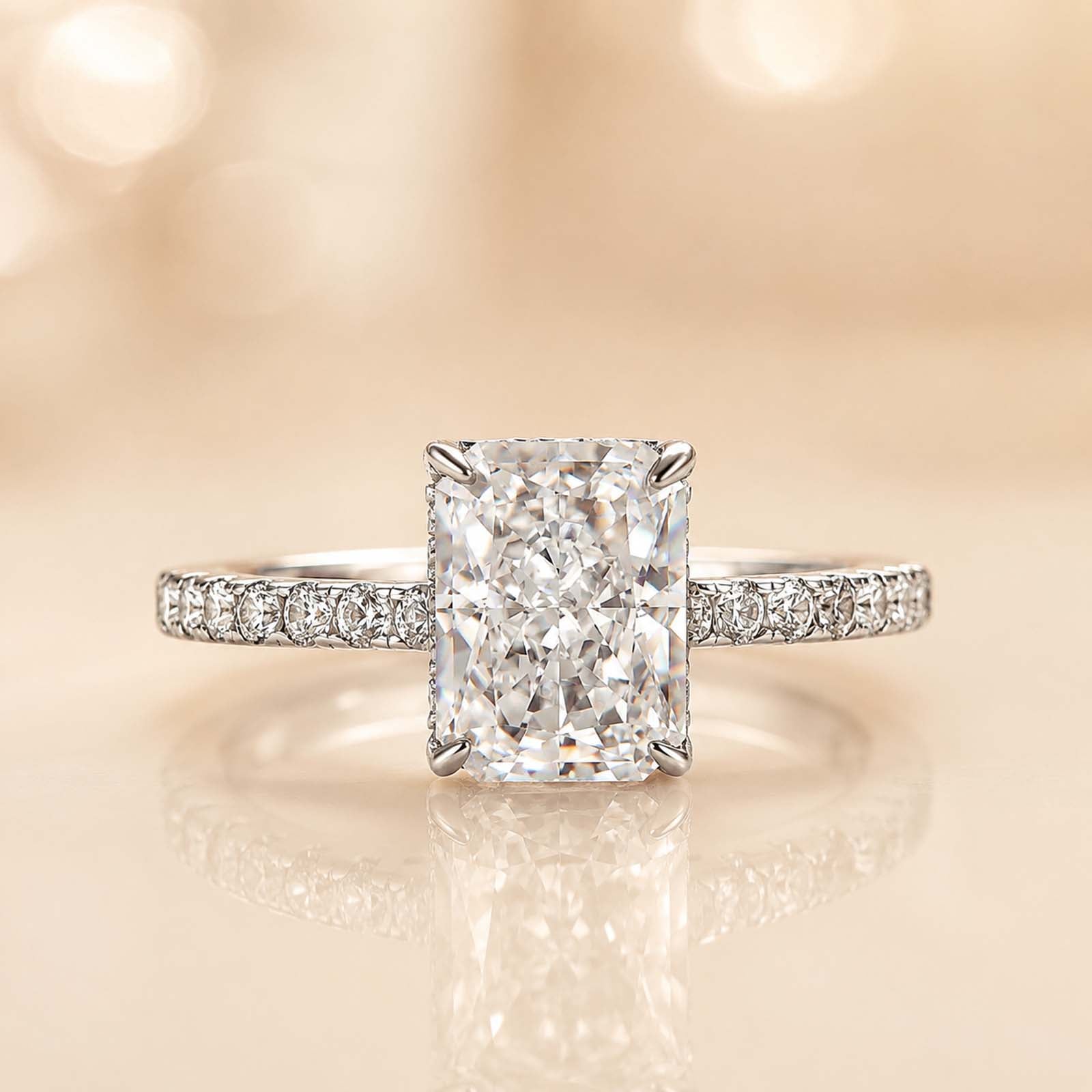 S925 2.0 CT Radiant Cut Engagement Ring In Sterling Silver Travel Ring For Everyday Wear