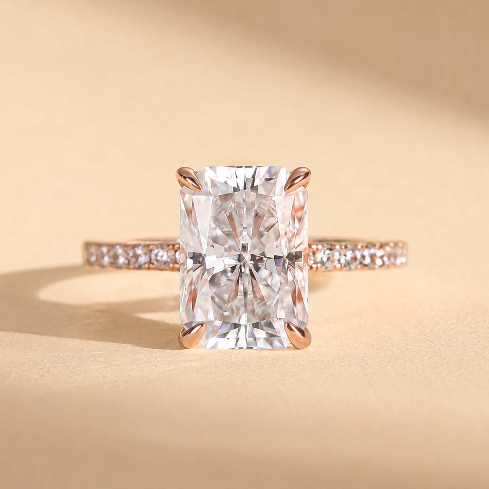 S925 Moissanite 1.0 Carat /2.0 Carat /3.5 Carat Radiant Cut Engagement Ring Travel Ring For Everyday Wear
