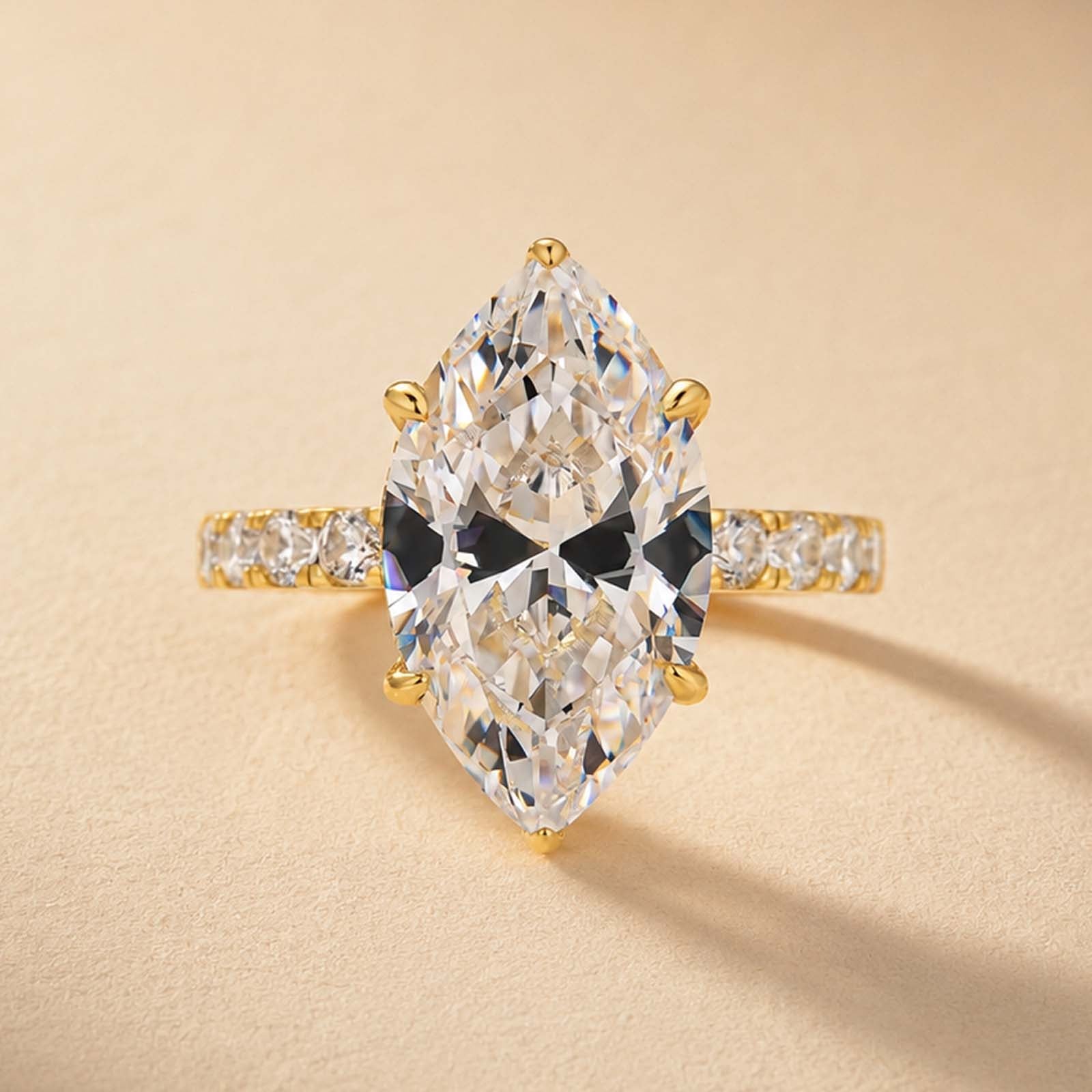 S925 4.5Ct Marquise Cut Engagement Ring Hidden HalocTravel Ring In Sterling Silver