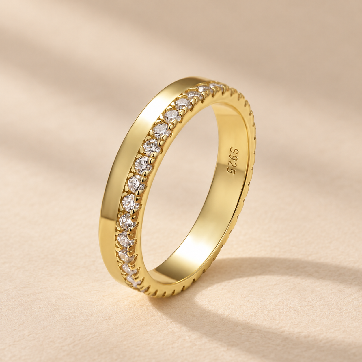 Moissanite Round Cut 18K Yellow Gold-Plated Wedding Band