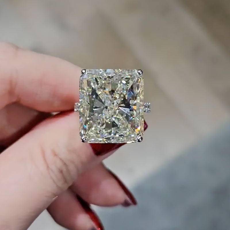 Louily Timeless Radiant Cut Engagement Ring In Sterling Silver - louilyjewelry