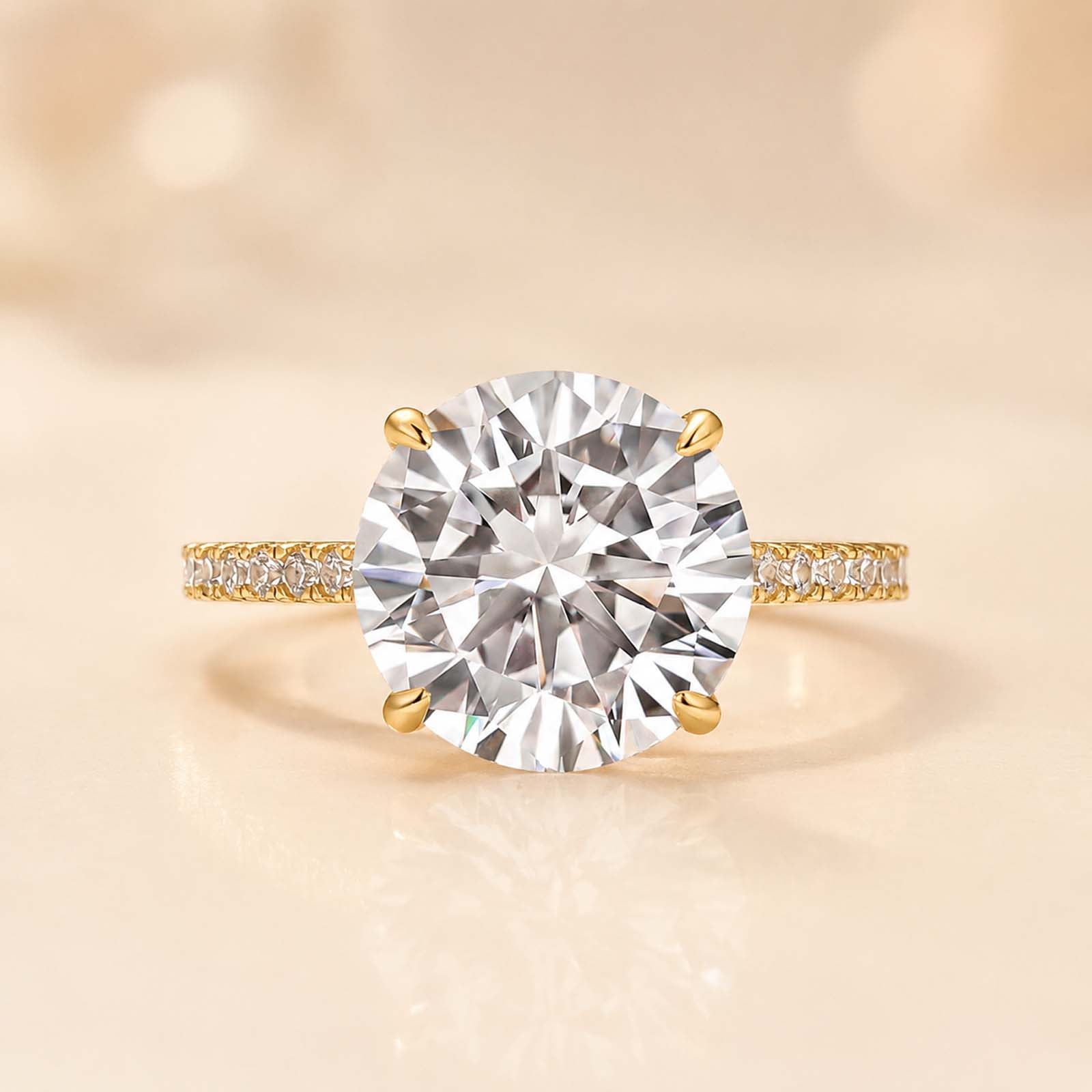 S925 Classic Moissanite 4.0 Carat Round Cut Engagement Ring