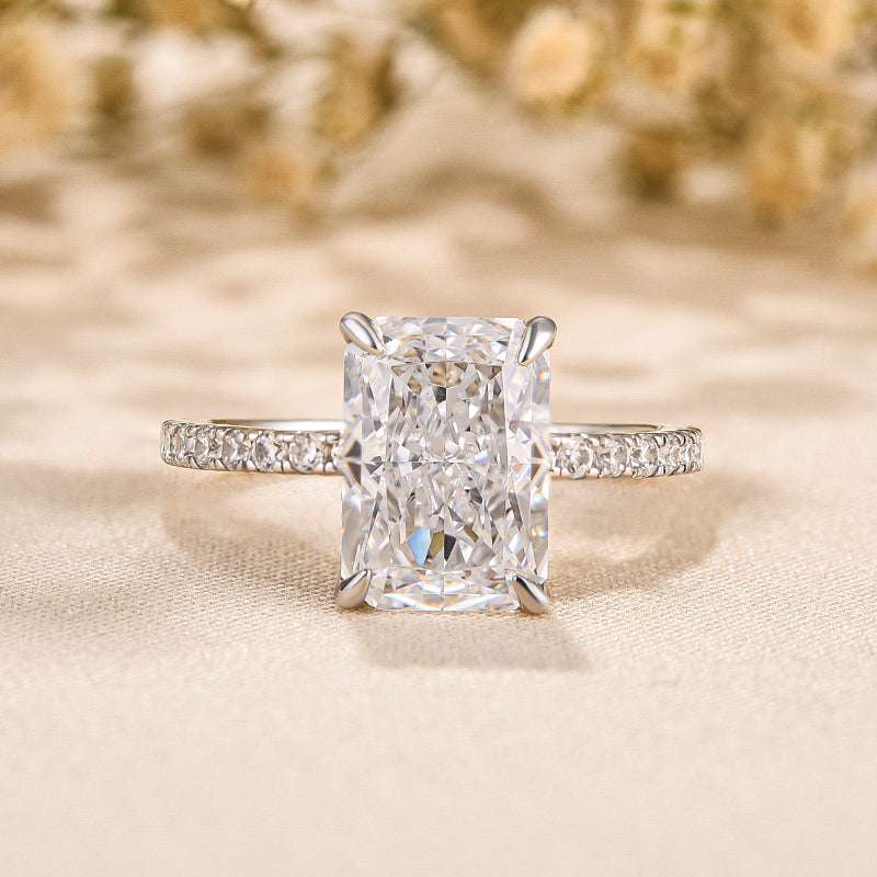 S925 3.5Ct Elegant Radiant Cut Engagement Ring In Sterling Silver Everyday Wearable Ring For Women