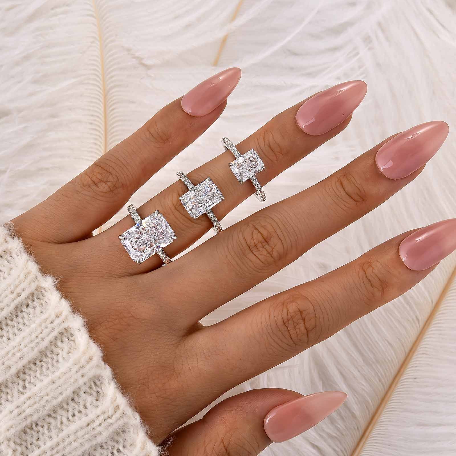 S925 2.0Ct~7.0Ct Elegant Radiant Cut Engagement Ring In Sterling Silver Everyday Wearable Ring For Women