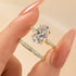 Yellow Gold Oval Cut Hidden Halo Ring Close-Up