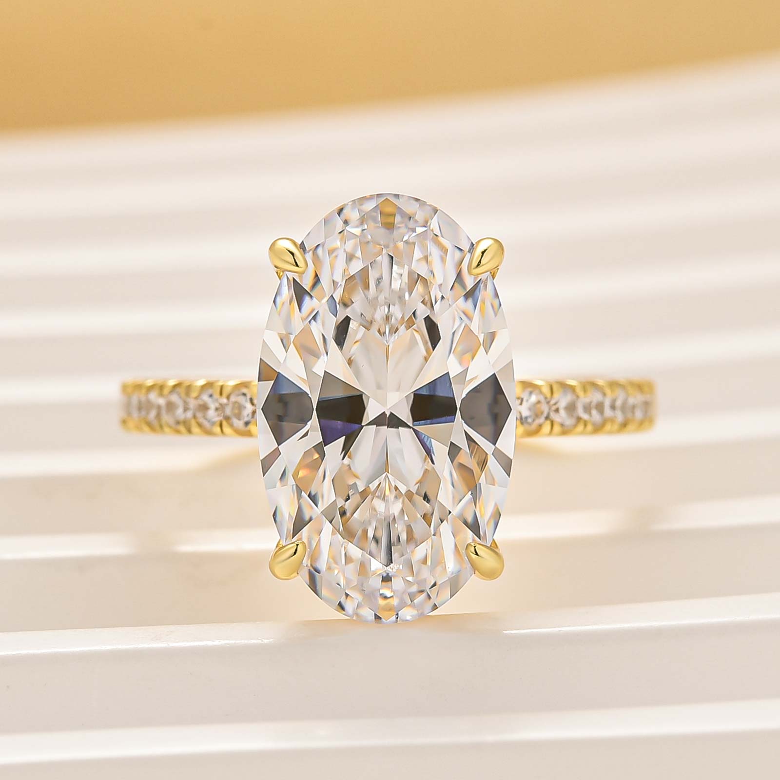 5.0Ct Oval Cut Hidden Halo Engagement Ring In Sterling Silver - louilyjewelry