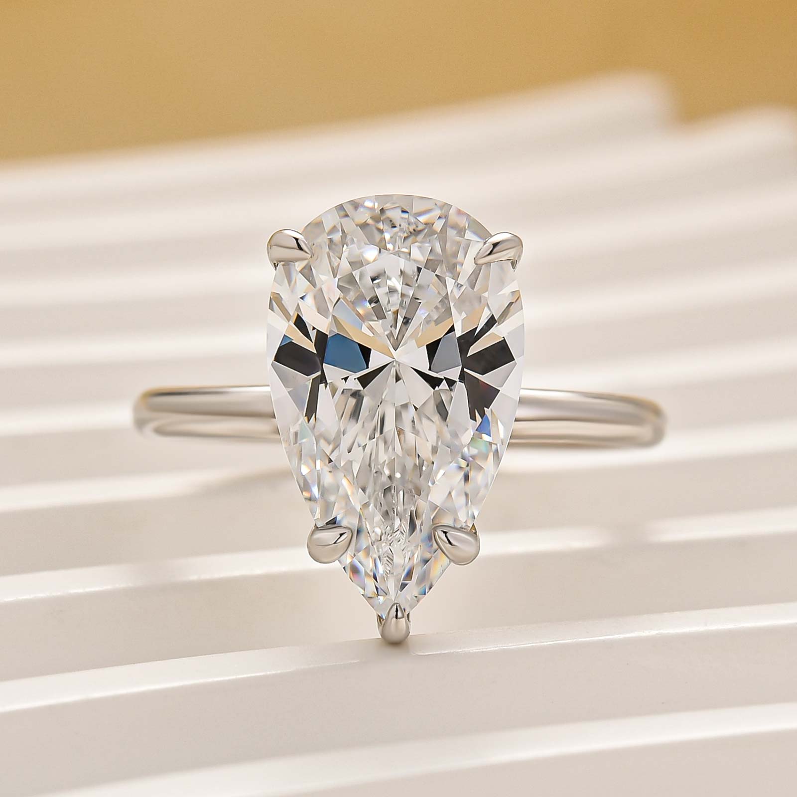 4.5Ct Pear Cut Engagement Ring Travel Ring In Sterling Silver - louilyjewelry