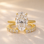 S925 2PC 4.5Ct Solitaire Oval Cut Engagement Ring with Open Band - louilyjewelry