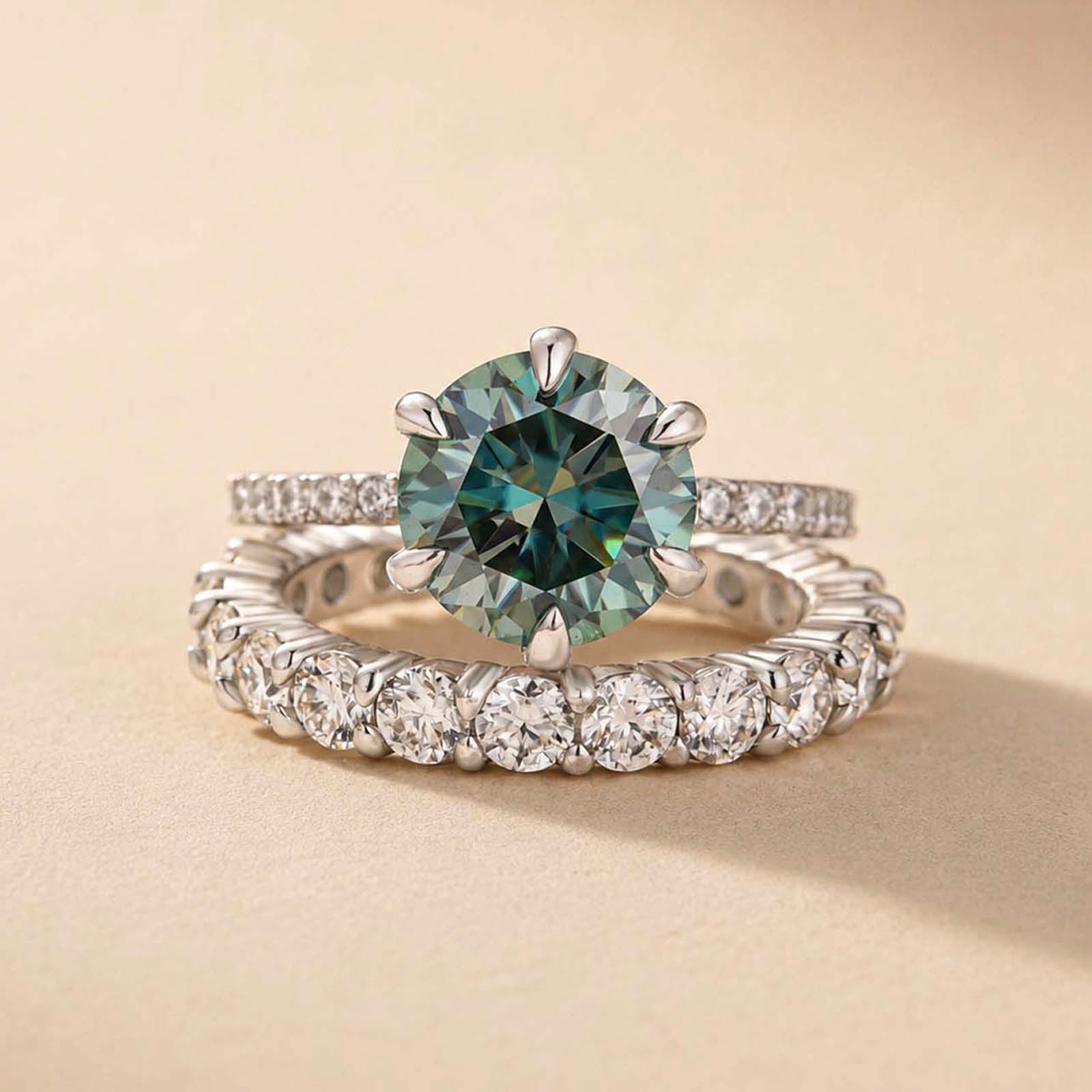 S925 Moissanite 3.0Ct Round Cut Women Wedding Set Travel Stackable Rings For Everyday Wear