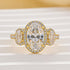 2.5Ct Halo Oval Cut Three Stone Engagement Ring Travel Ring In Sterling Silver - louilyjewelry