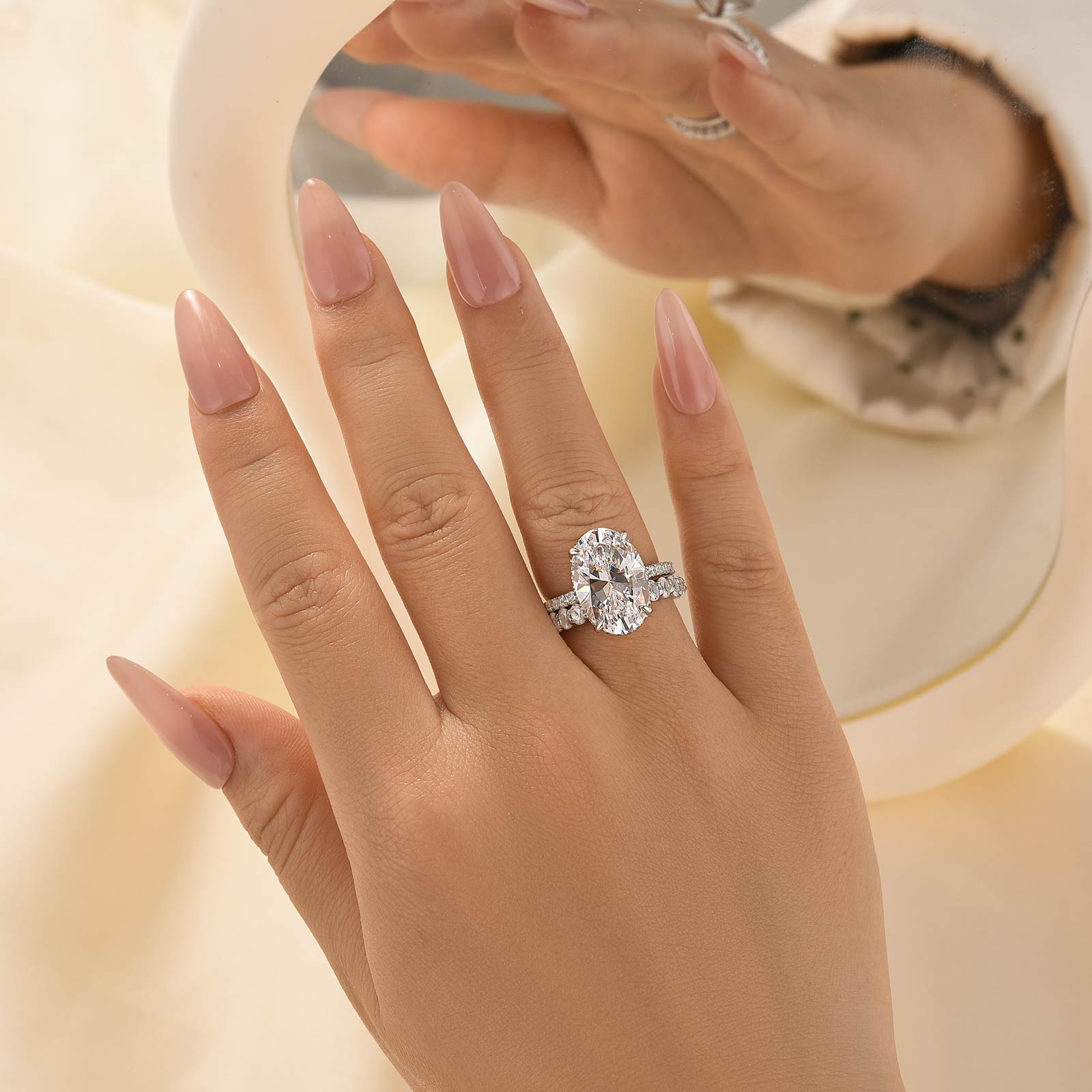 Louily Luxury Oval Cut Simulated Diamond Ring Set