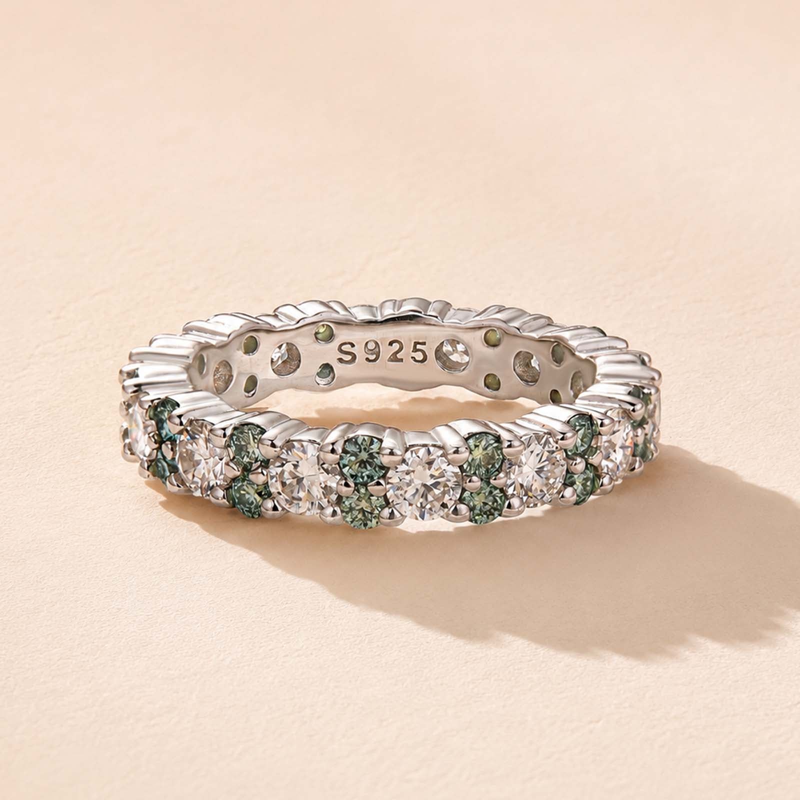 S925 Moissanite 2.5 Ct Round Cut Full Wedding Band Stackable Everyday Wearable Ring for Women