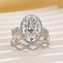 S925 4.5Ct Oval Cut Twist Engagement Ring with Twist Wedding Band - louilyjewelry