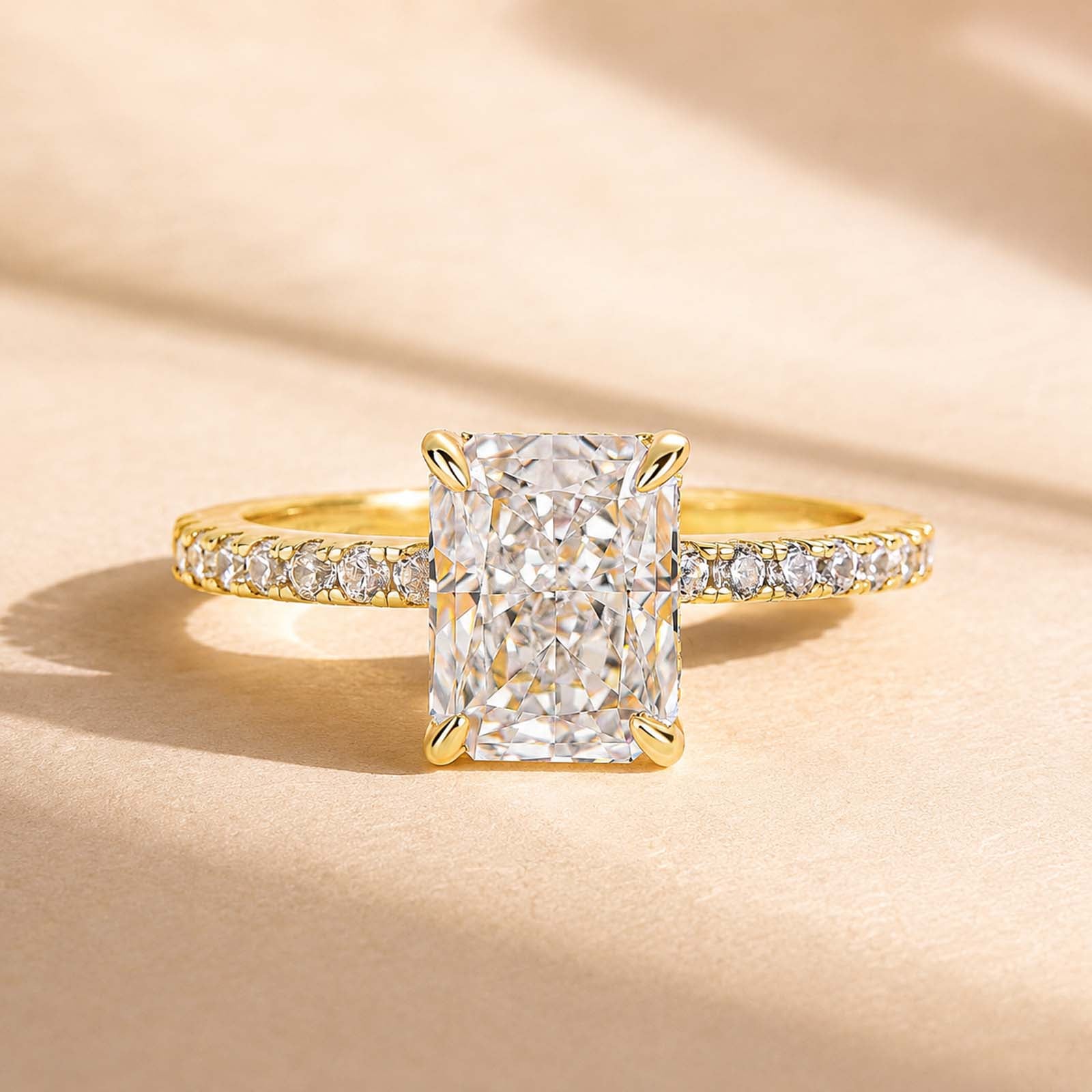 S925 2.0 CT Radiant Cut Engagement Ring In Sterling Silver Travel Ring For Everyday Wear