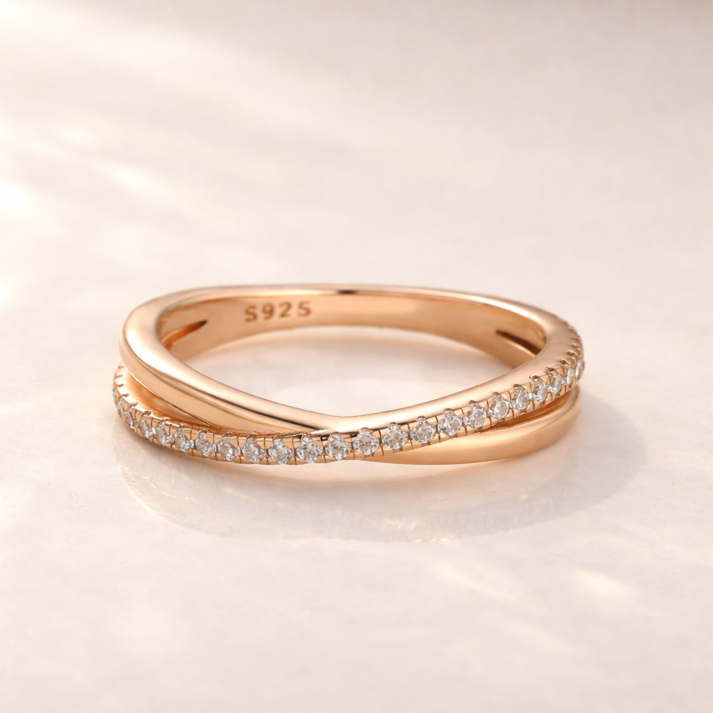 Unique X Criss Cross Wedding Band For Women In Sterling Silver