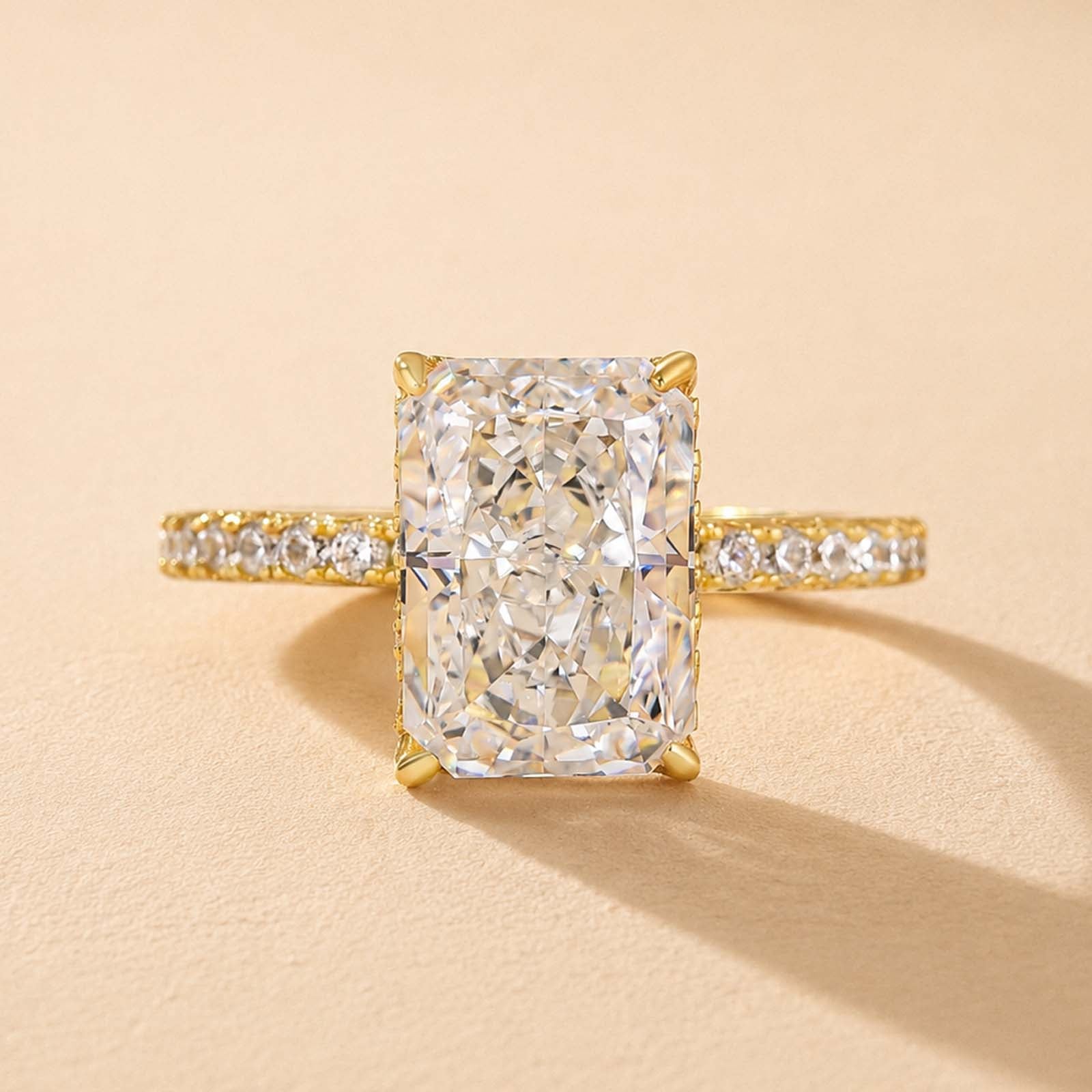 S925 3.5Ct Elegant Radiant Cut Engagement Ring In Sterling Silver Everyday Wearable Ring For Women