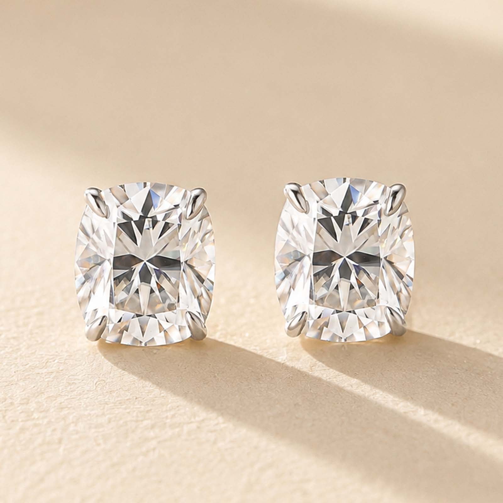 S925 Moissanite 1.5Ct*2 Cushion Cut Stud Earrings Matching Bridal Jewelry Set